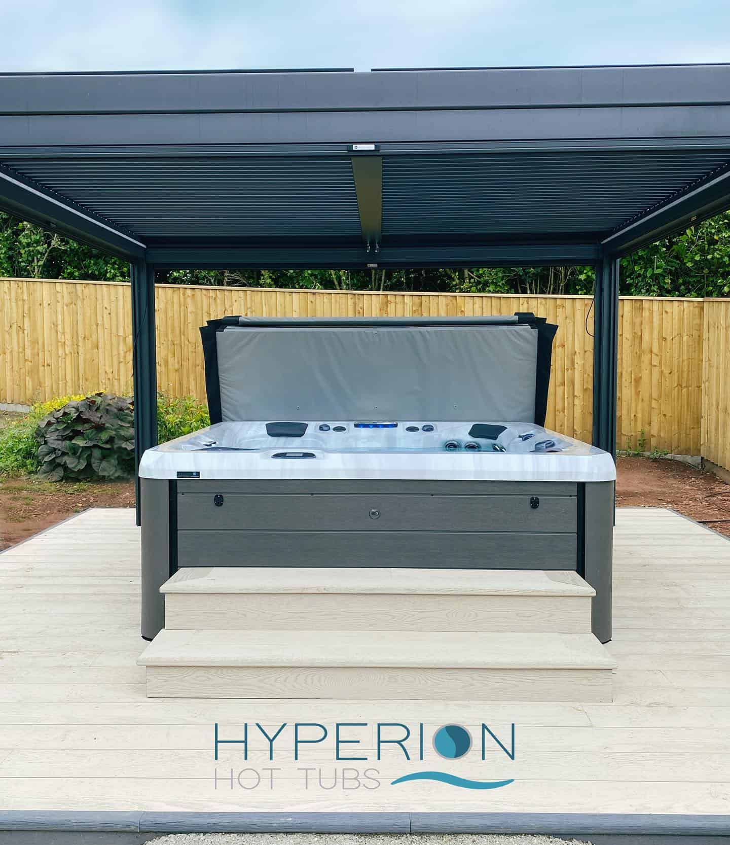 Legend 7 hot tub installed by Hyperion Hot Tubs in Wimborne, Dorset.

This is a very popular two pump hot tub, with 6 seats.