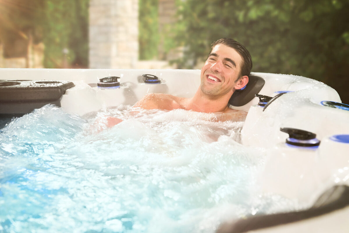 MICHAEL PHELPS relaxing in a spa