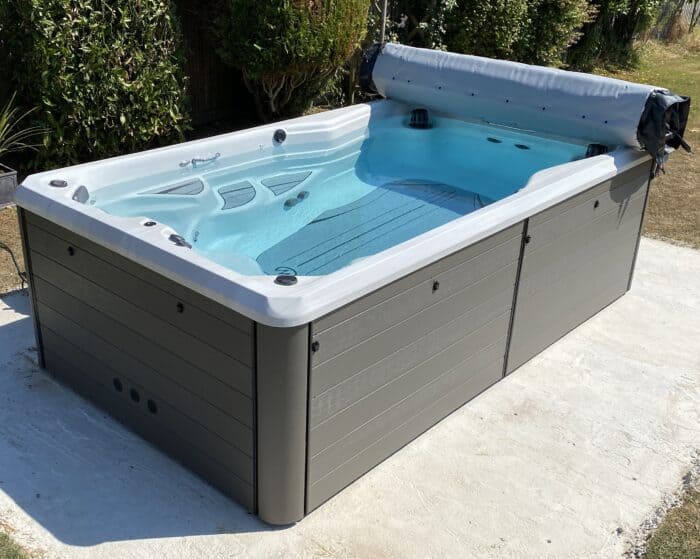 End 2 End roll-on swim spa cover, fitted to a Therapool 13 in Bridport Dorset