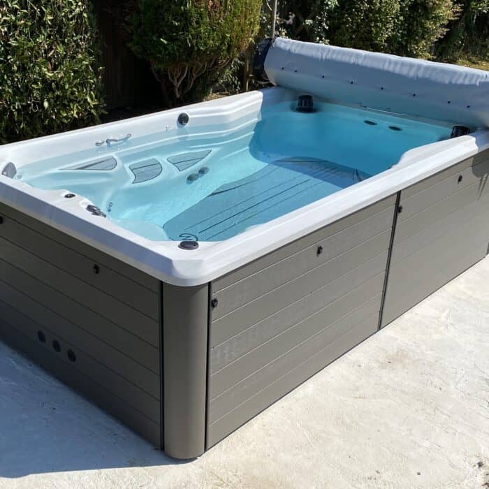 End 2 End roll-on swim spa cover, fitted to a Therapool 13 in Bridport Dorset