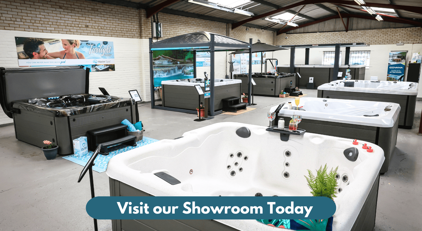 Bournemouth hot tub showroom, with many spas on display!
