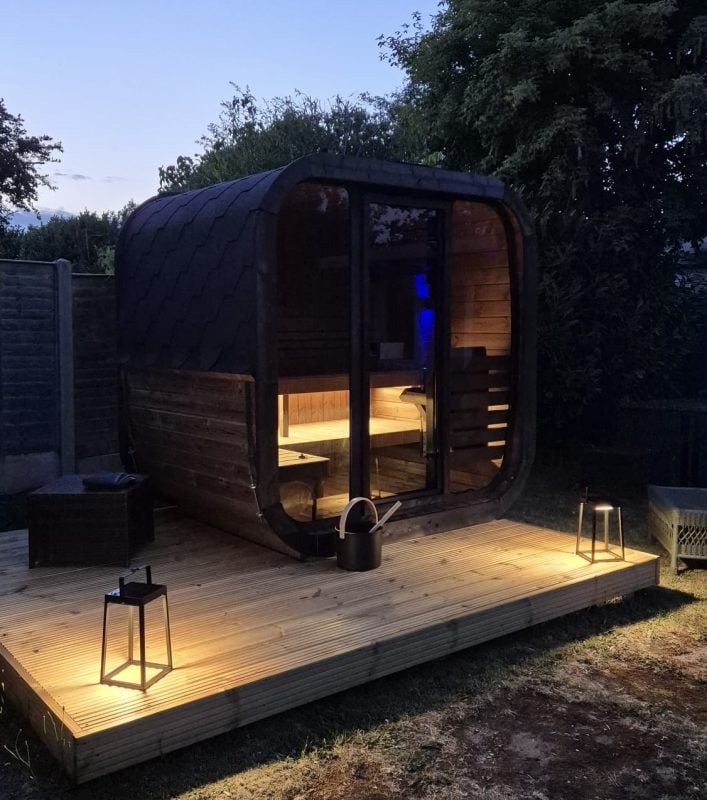 cube sauna installed in christchurch dorset.