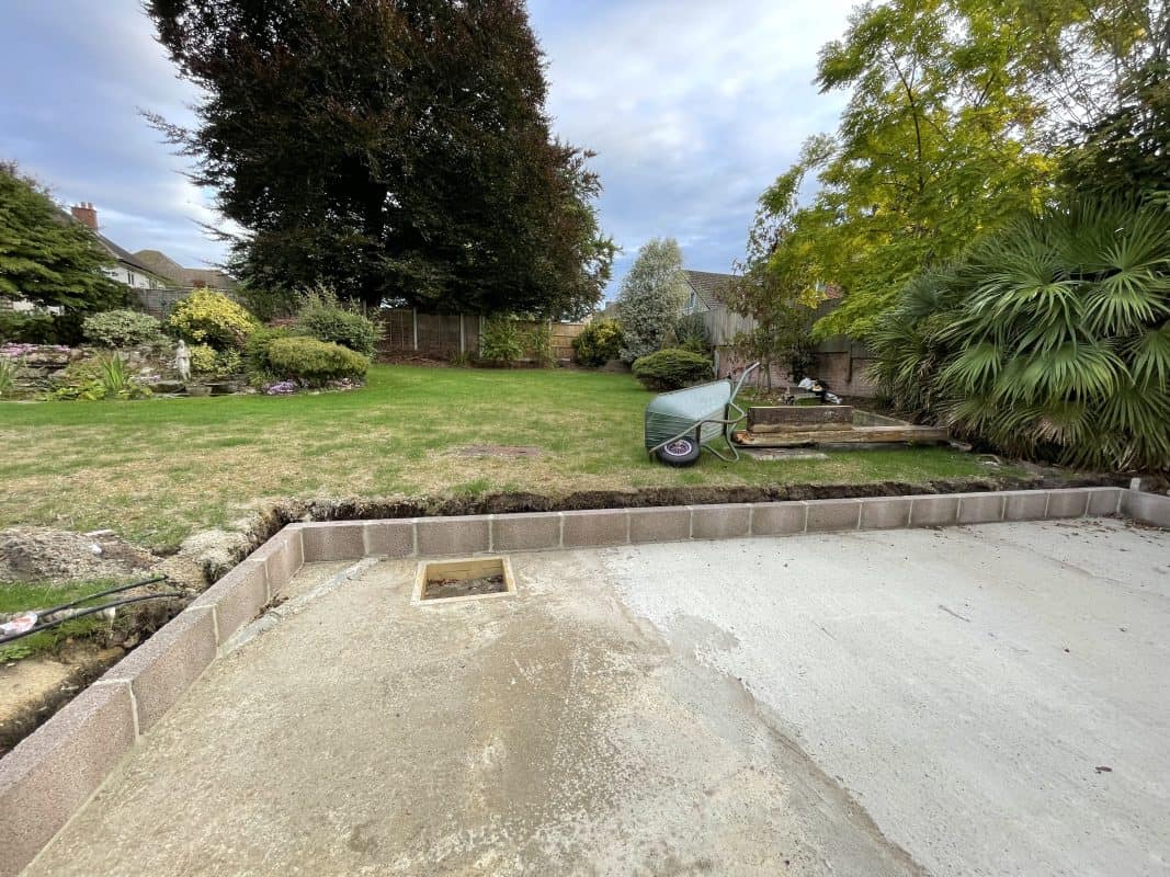 Foundations for the swim spa are in, Ferndown, Dorset.